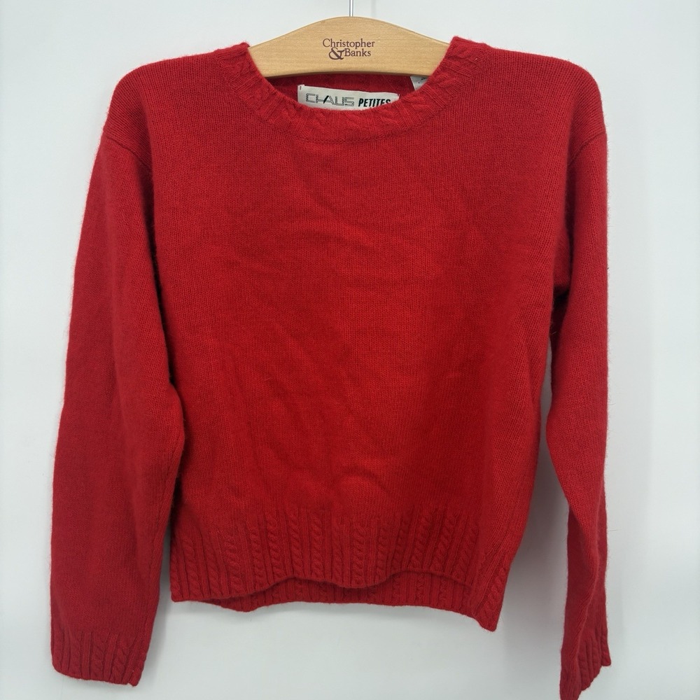 Womens Vintage Chaus Petites Crewneck Pullover Sweater Size P Medium Wool/Rabbit